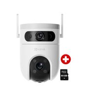 Combo cámara Ezviz H9C binocular 5MP Wi-Fi 360° exterior con detección IA + Memoria Micro SD 64GB